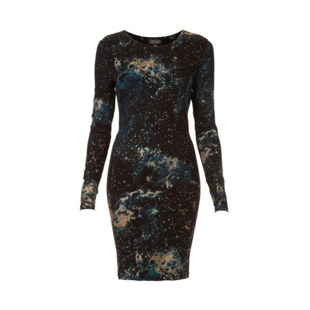 Topshop Black Glitter Galax Bodycon Mini Dress